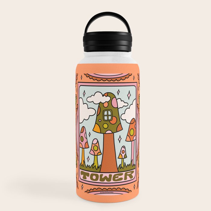 16. Tower Tarot Mushroom Water Bottle