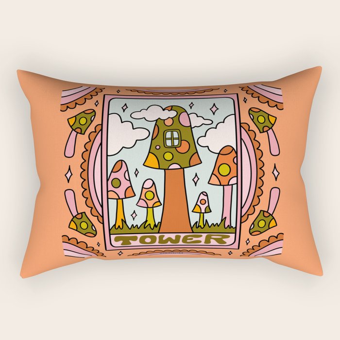 16. Tower Tarot Mushroom Rectangular Pillow