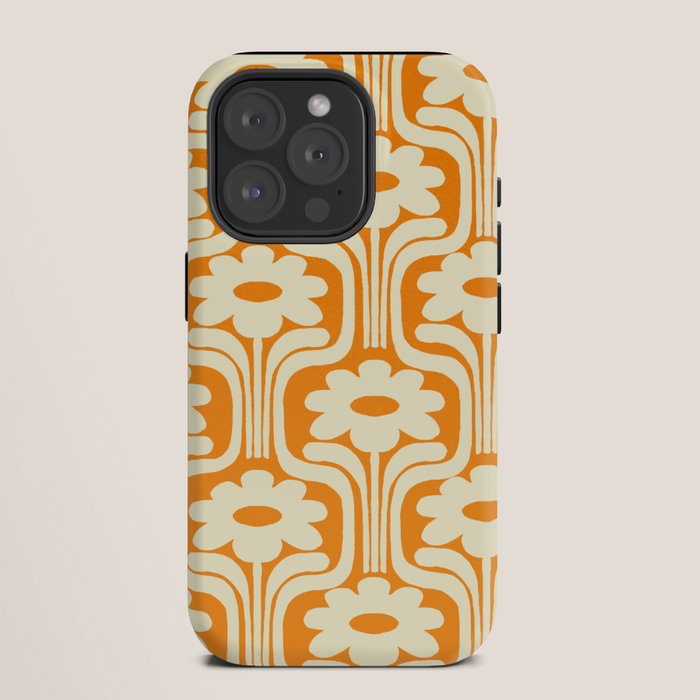 70s Orange Flower Pattern iPhone Case