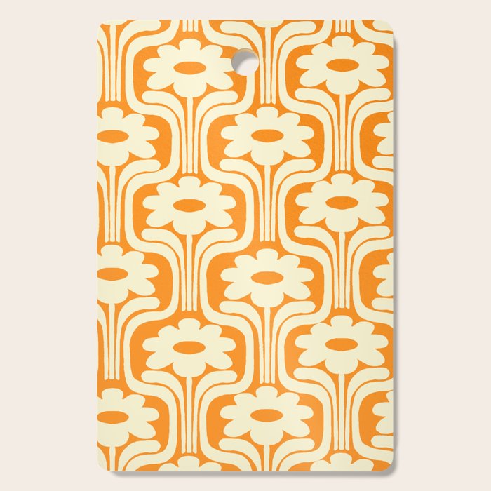70s Orange Flower Pattern Cutting Board