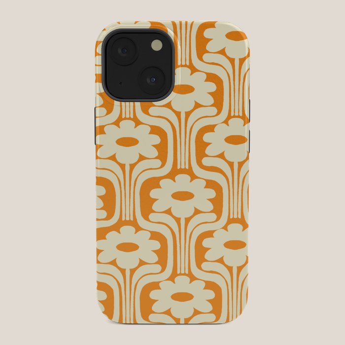 70s Orange Flower Pattern iPhone Case