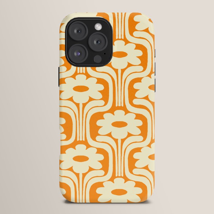 70s Orange Flower Pattern iPhone Case