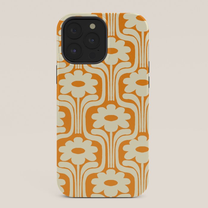 70s Orange Flower Pattern iPhone Case