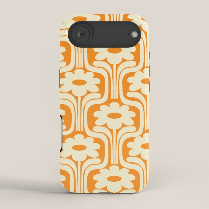 70s Orange Flower Pattern iPhone Case