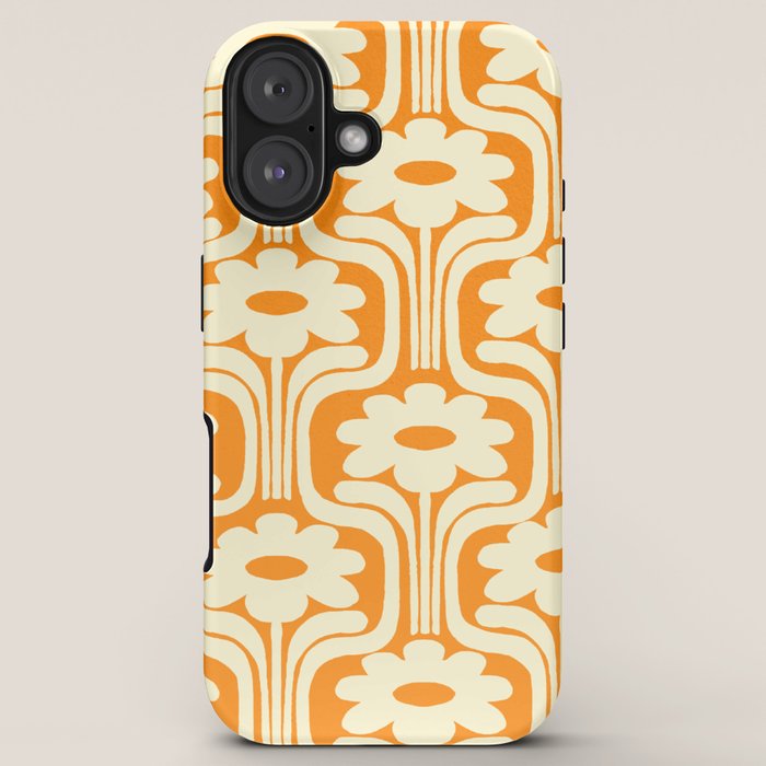 70s Orange Flower Pattern iPhone Case