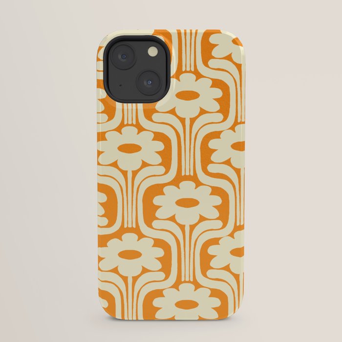 70s Orange Flower Pattern iPhone Case