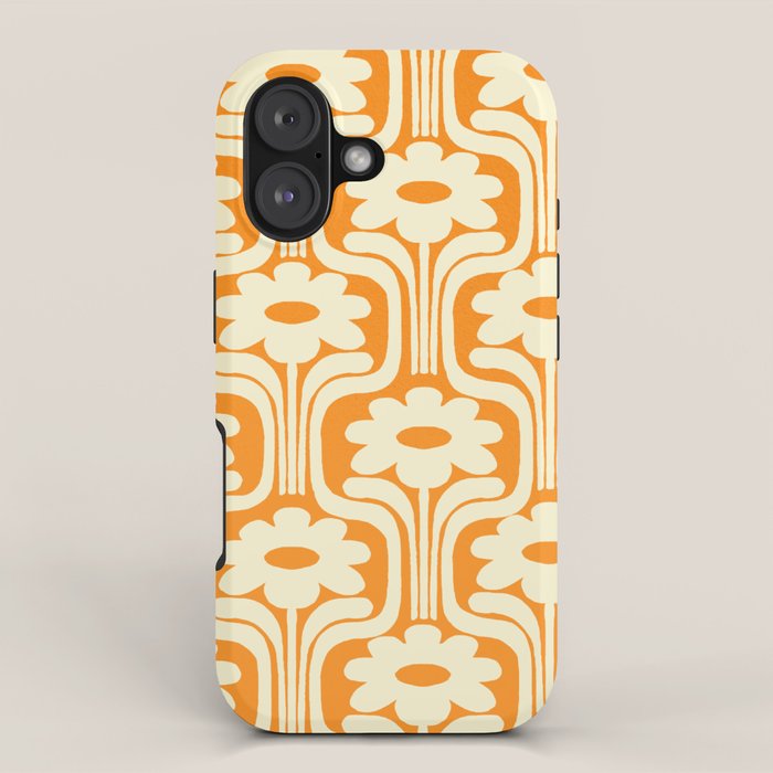 70s Orange Flower Pattern iPhone Case