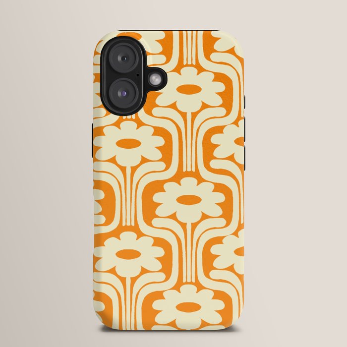 70s Orange Flower Pattern iPhone Case
