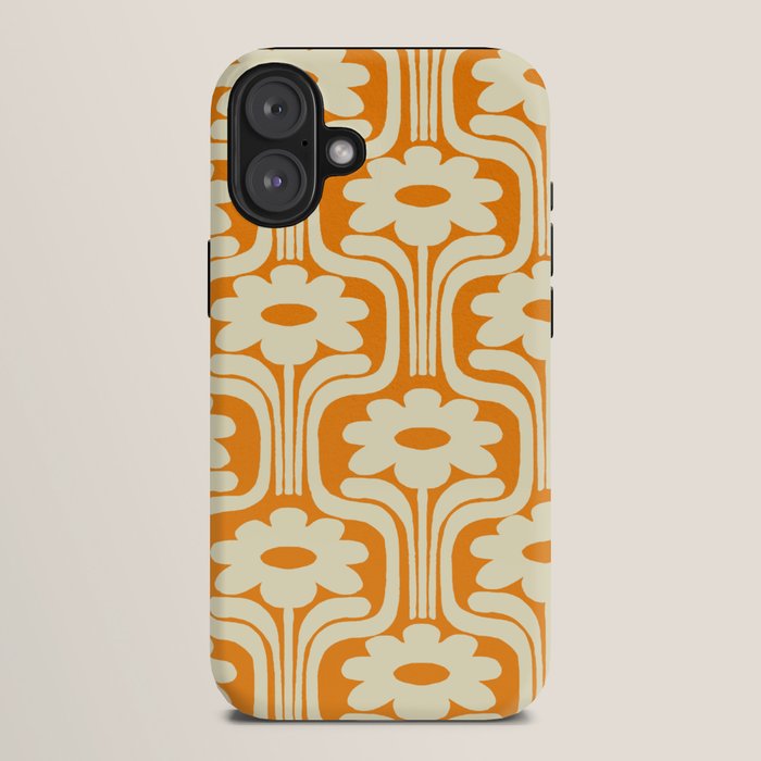 70s Orange Flower Pattern iPhone Case
