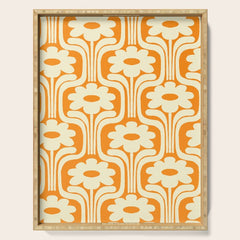 70s Orange Flower Pattern Serving Tray