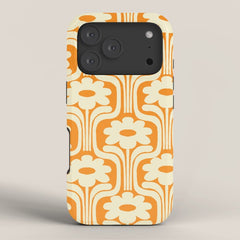 70s Orange Flower Pattern iPhone Case