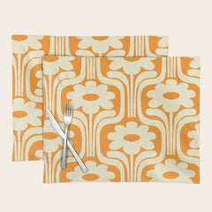 70s Orange Flower Pattern Placemat