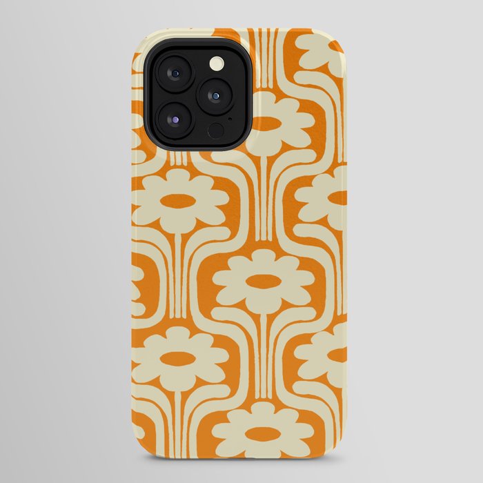 70s Orange Flower Pattern iPhone Case