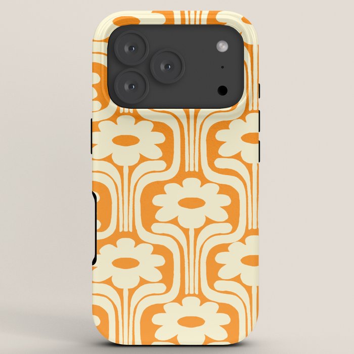 70s Orange Flower Pattern iPhone Case