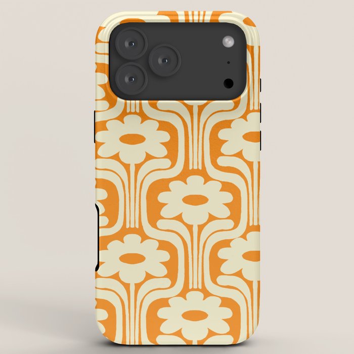 70s Orange Flower Pattern iPhone Case