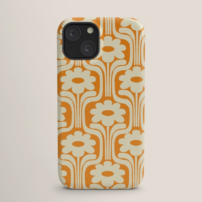 70s Orange Flower Pattern iPhone Case