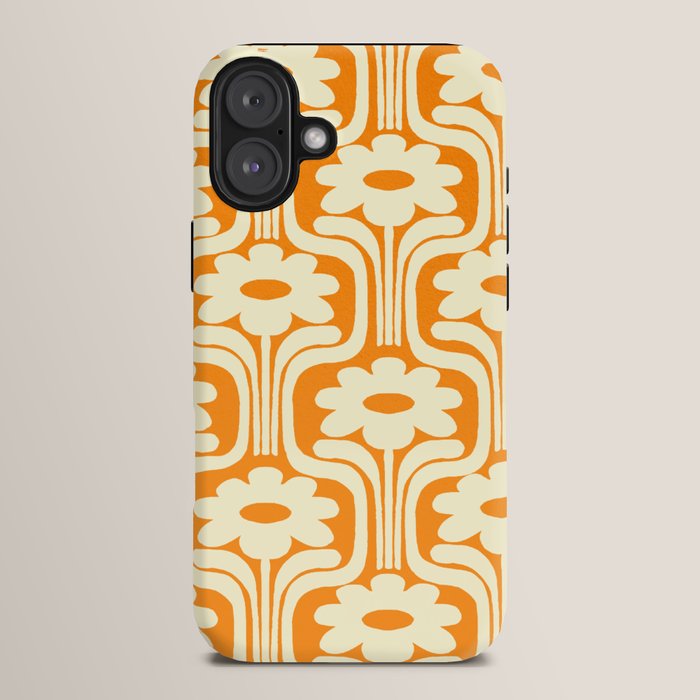 70s Orange Flower Pattern iPhone Case