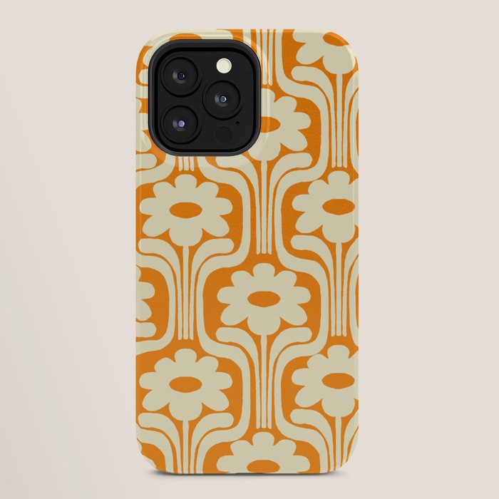 70s Orange Flower Pattern iPhone Case