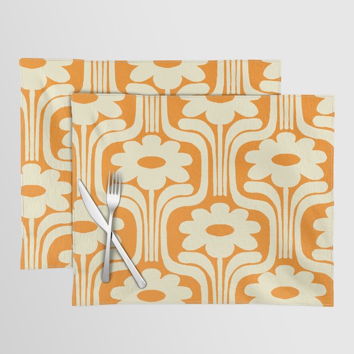 70s Orange Flower Pattern Placemat