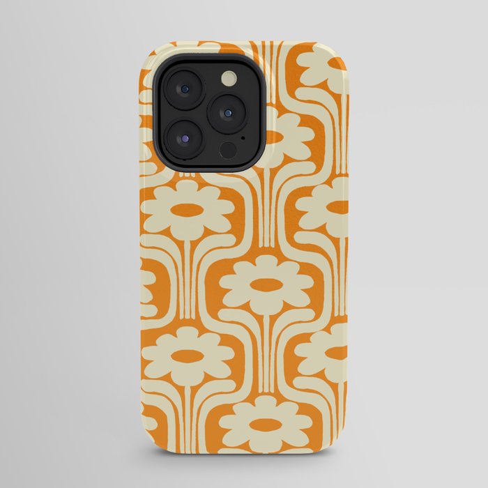 70s Orange Flower Pattern iPhone Case