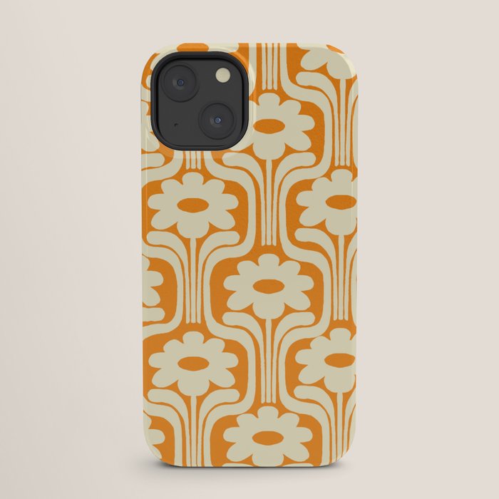 70s Orange Flower Pattern iPhone Case