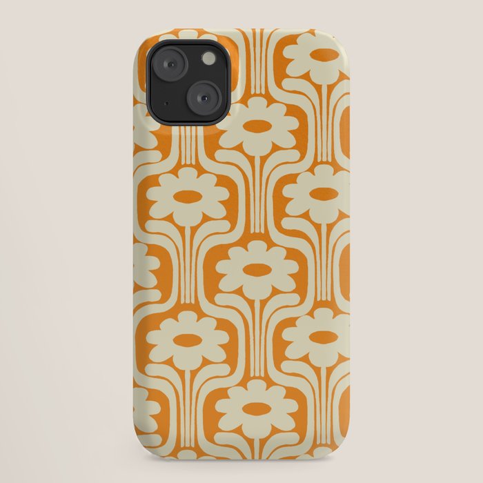 70s Orange Flower Pattern iPhone Case
