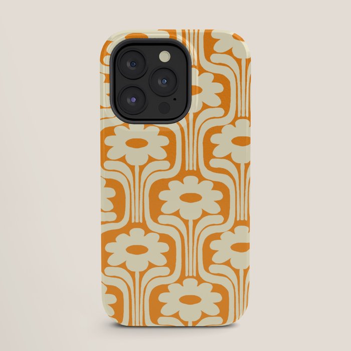 70s Orange Flower Pattern iPhone Case