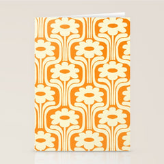 70s Orange Flower Pattern Stationery Card