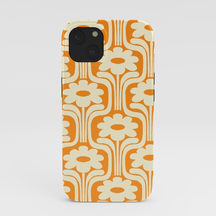 70s Orange Flower Pattern iPhone Case
