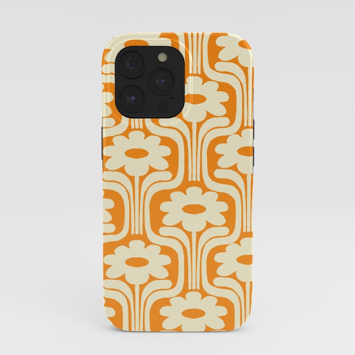 70s Orange Flower Pattern iPhone Case