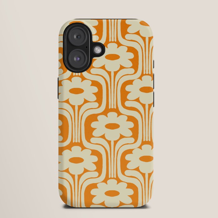 70s Orange Flower Pattern iPhone Case