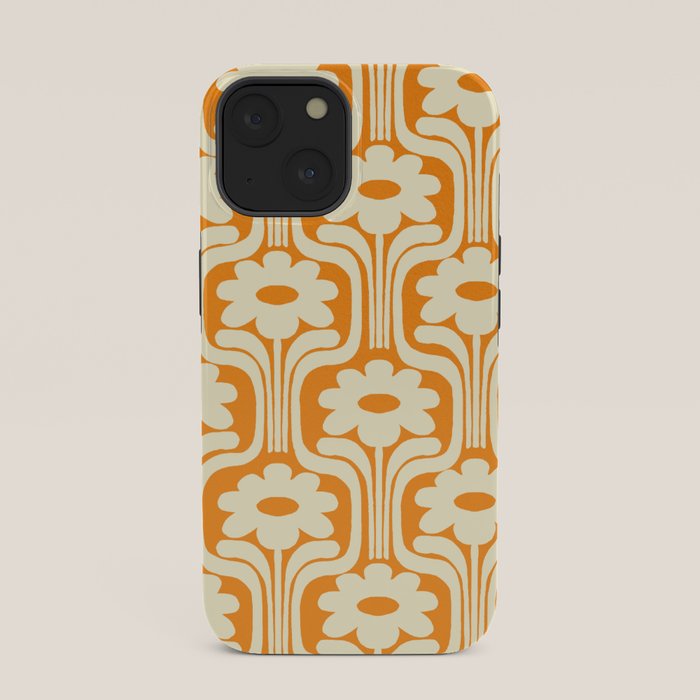70s Orange Flower Pattern iPhone Case