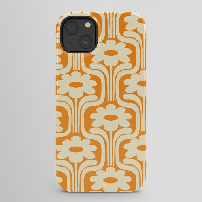 70s Orange Flower Pattern iPhone Case