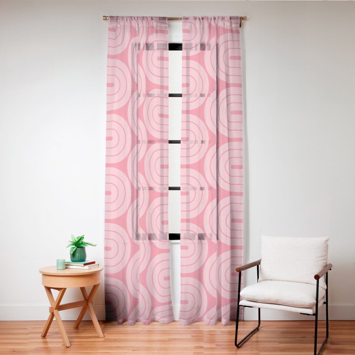 70s Throwback Wavy Stripes Pattern Window Curtain
