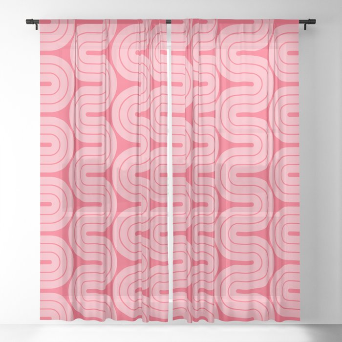 70s Throwback Wavy Stripes Pattern Window Curtain
