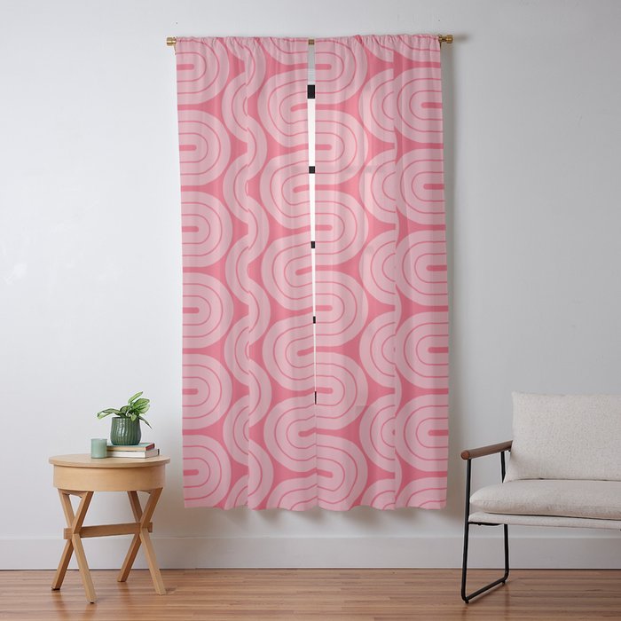 70s Throwback Wavy Stripes Pattern Window Curtain