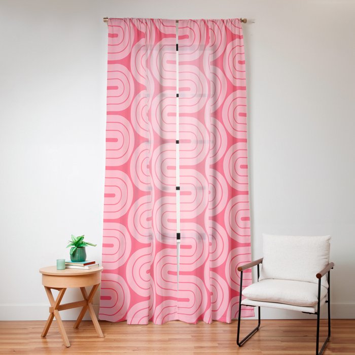 70s Throwback Wavy Stripes Pattern Window Curtain