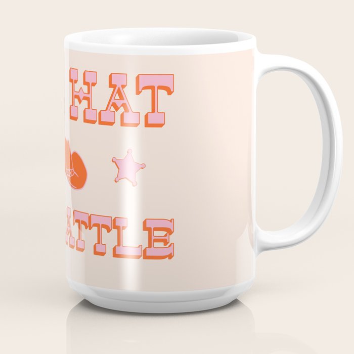 "All hat no cattle" in pink and orange retro western letters Coffee Mug