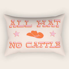 "All hat no cattle" in pink and orange retro western letters Rectangular Pillow