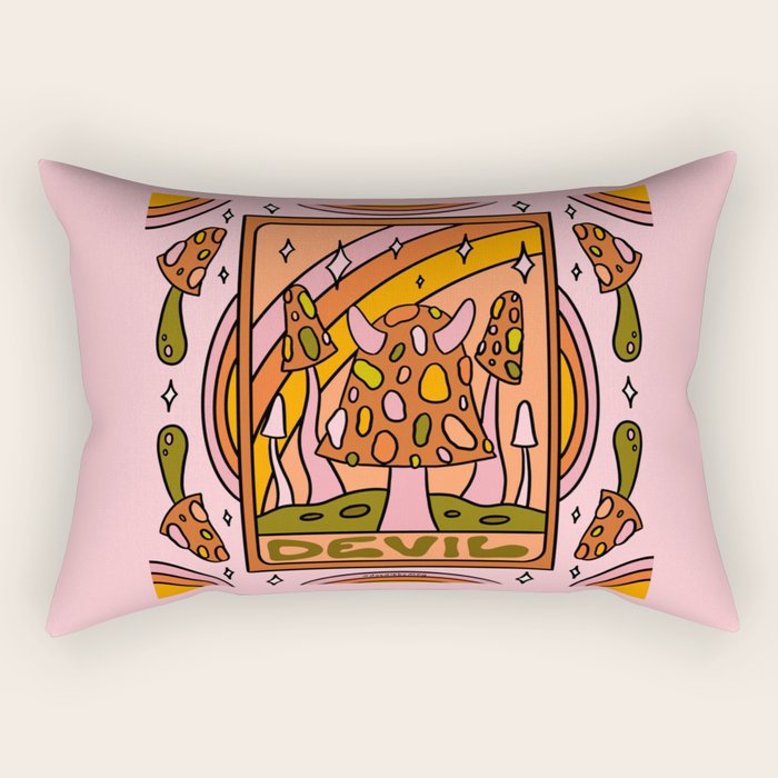 15. Devil Tarot Mushroom Rectangular Pillow