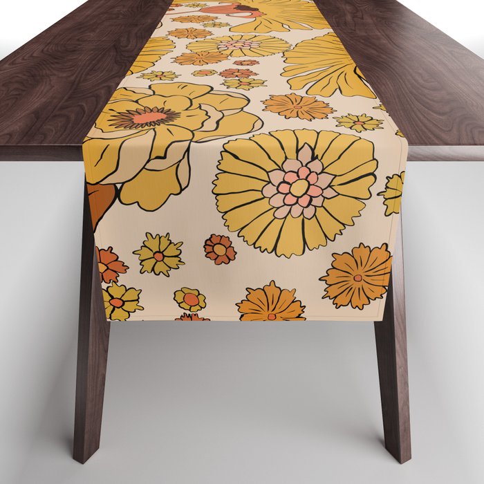 70s Floral Pattern Table Runner