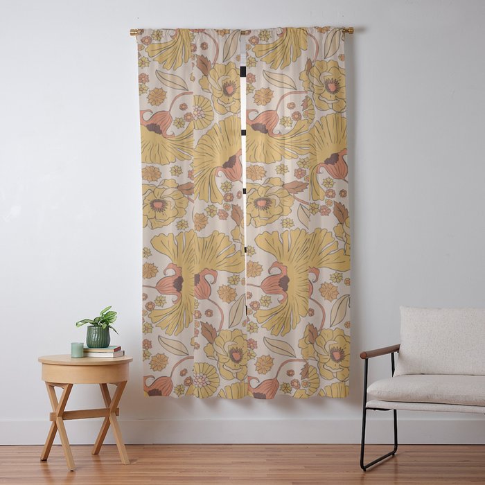 70s Floral Pattern Window Curtain