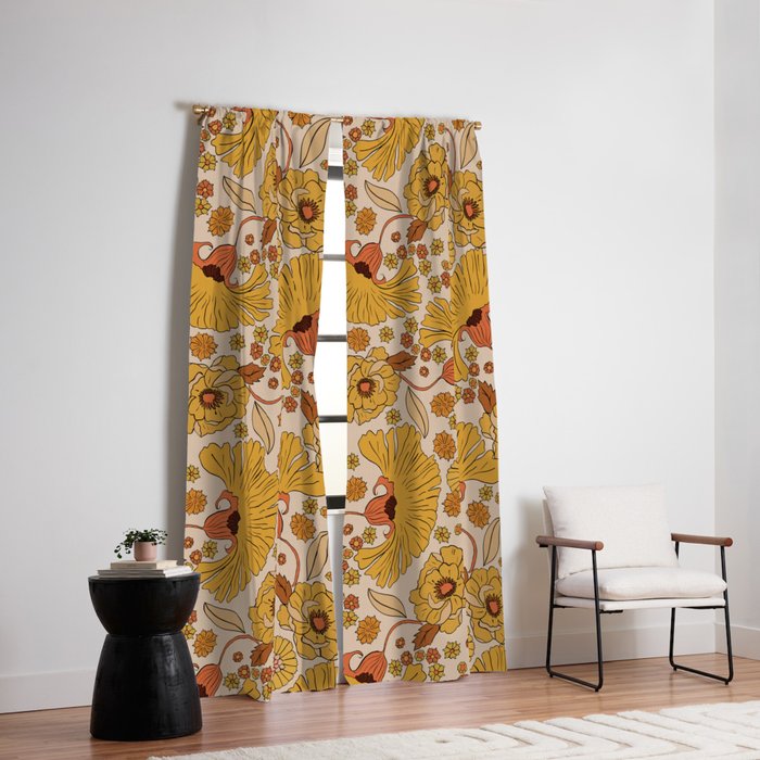 70s Floral Pattern Window Curtain