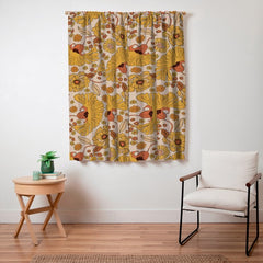 70s Floral Pattern Window Curtain
