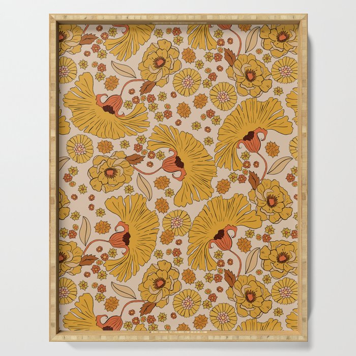 70s Floral Pattern Serving Tray