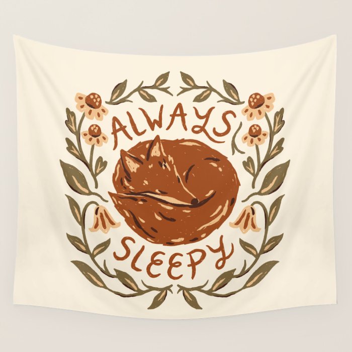 Always Sleepy' Fox Wall Tapestry