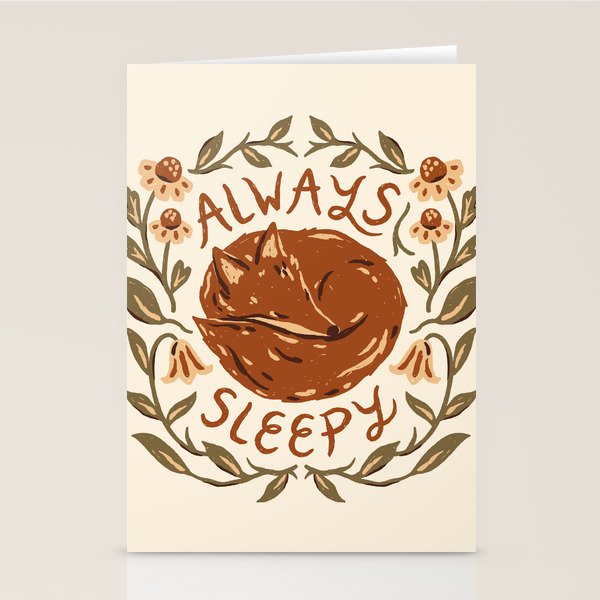 Always Sleepy' Fox Stationery Card