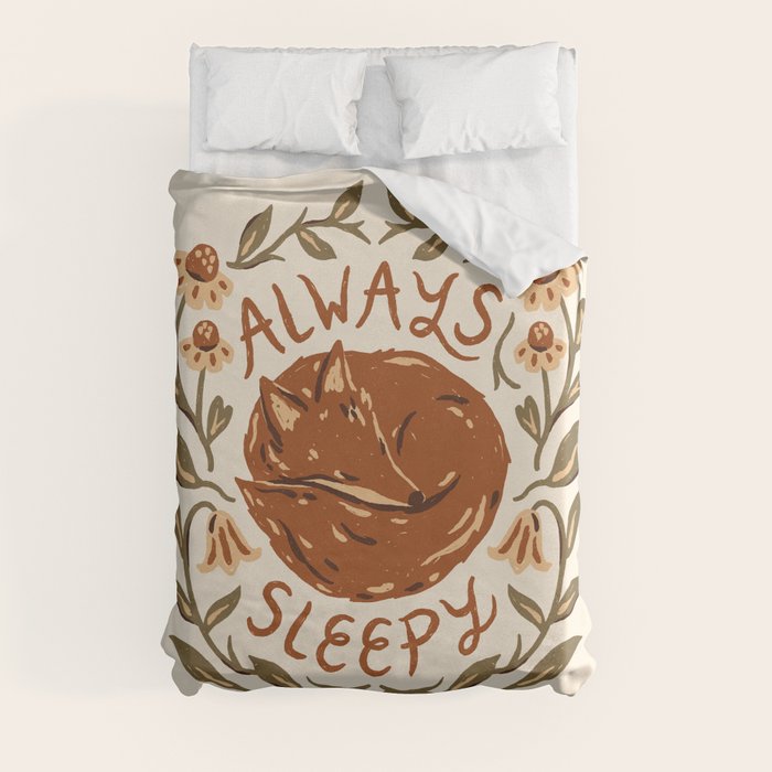 Always Sleepy' Fox Duvet Cover