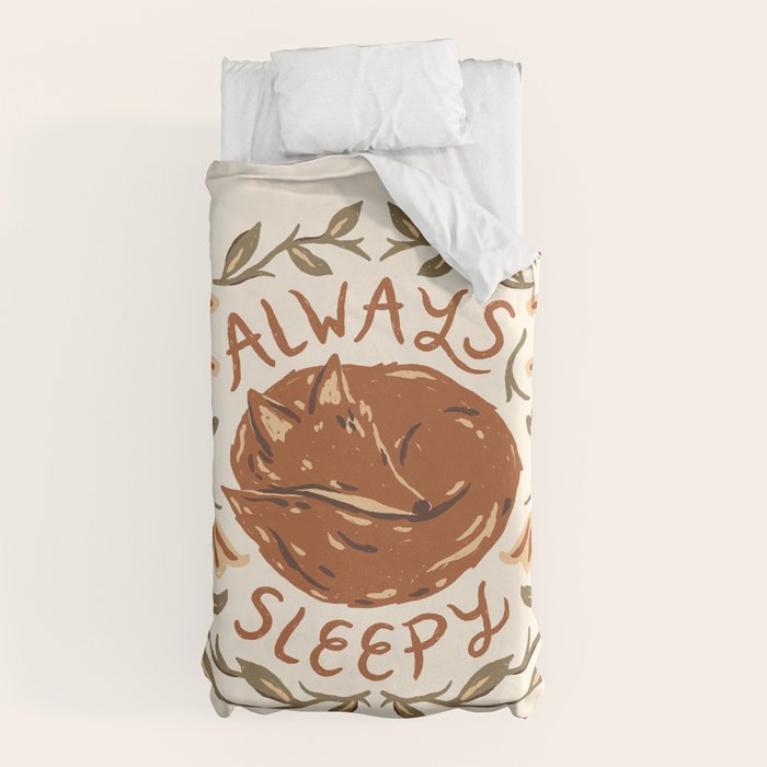 Always Sleepy' Fox Duvet Cover