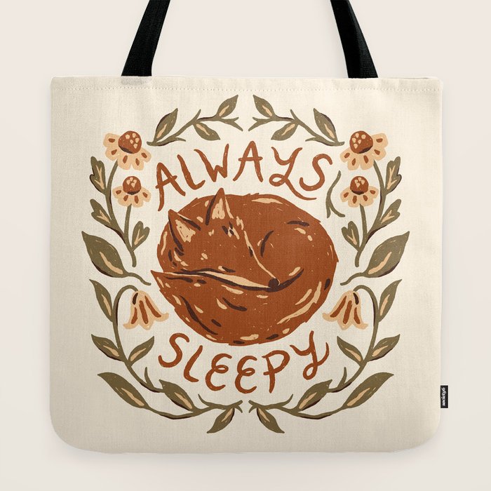 Always Sleepy' Fox Tote Bag